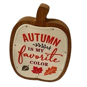 Autumn Is My Favorite Color Pumpkin Shape Decor NWOT